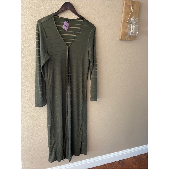 Olive green longline cardigan - Picture 3 of 3